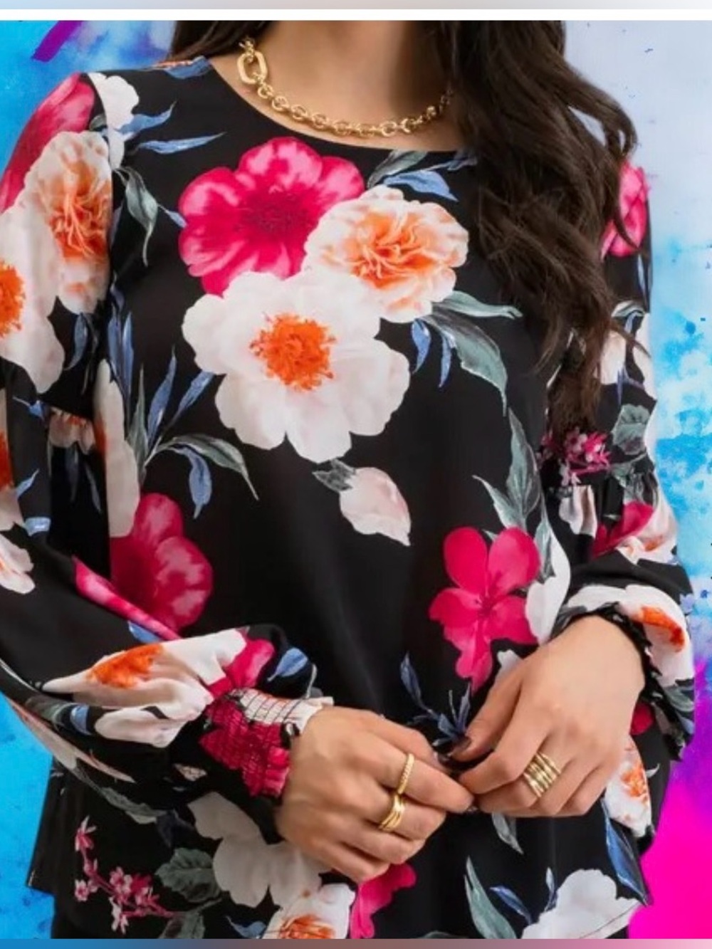 NWT Blu Pepper Enchanted Floral Blouse S